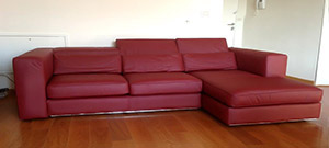 Custom Corner Sofa in Red Leather