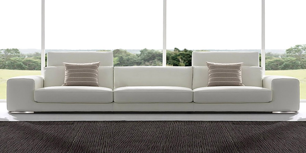 Italian Leather Sofa A By Calia, 4 Seater White Leather Sofa