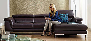 Dark Brown Leather Corner Sofa Olga