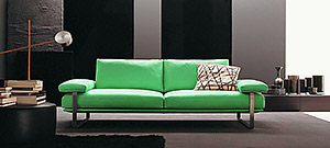 Off-White Leather 2 Seater Sofa Portos
